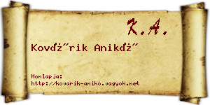 Kovárik Anikó névjegykártya
